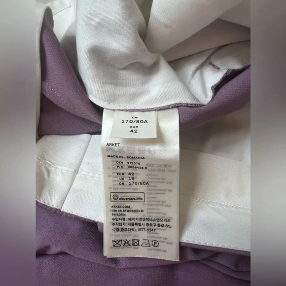 ARKET Womens Viscose Tapered Leg High Waist Trousers Pants Purple Sz 12 US 42 EU - Picture 10 of 11